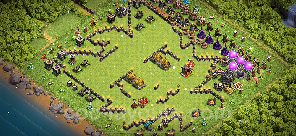TH9 Funny Troll Base Plan with Link, Copy Town Hall 9 Art Design 2024, #29