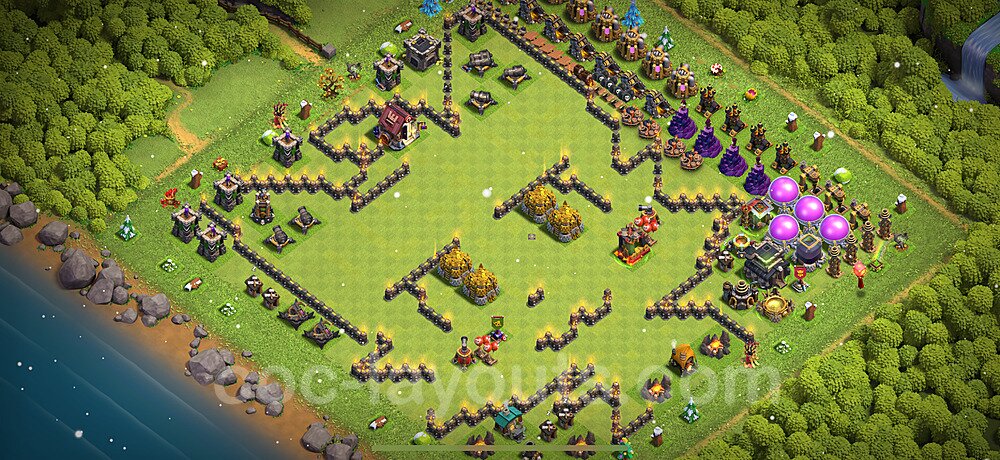 Die Troll Funny Base RH9 + Link 2025 - COC Rathaus Level 9 Art Base - #29