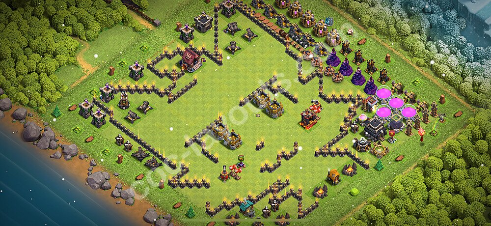 TH9 Funny Troll Base Plan with Link, Copy Town Hall 9 Art Design 2025, #29