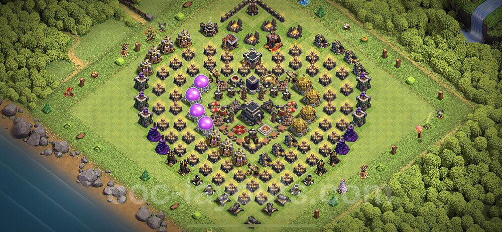 TH9 Funny Troll Base Plan with Link, Copy Town Hall 9 Art Design 2023, #3