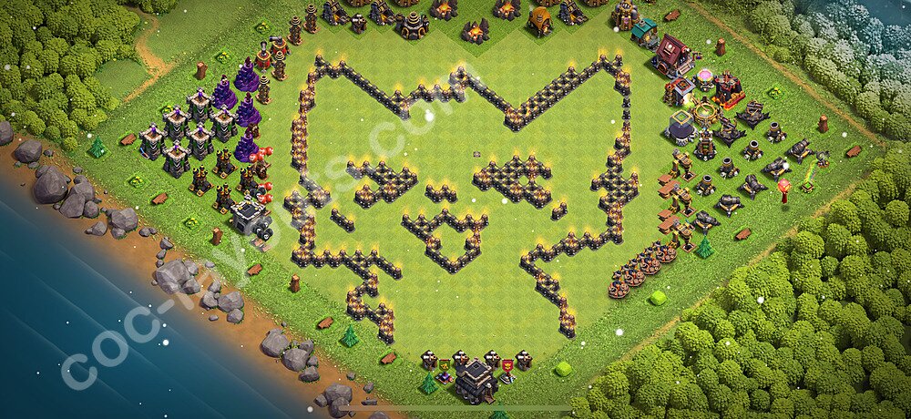 TH9 Funny Troll Base Plan with Link, Copy Town Hall 9 Art Design 2026, #30