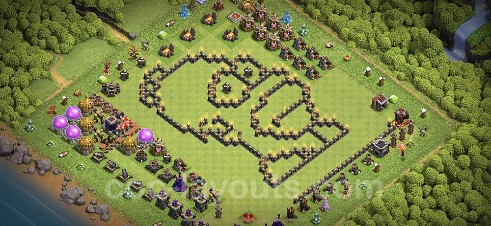 TH9 Funny Troll Base Plan with Link, Copy Town Hall 9 Art Design 2023, #4