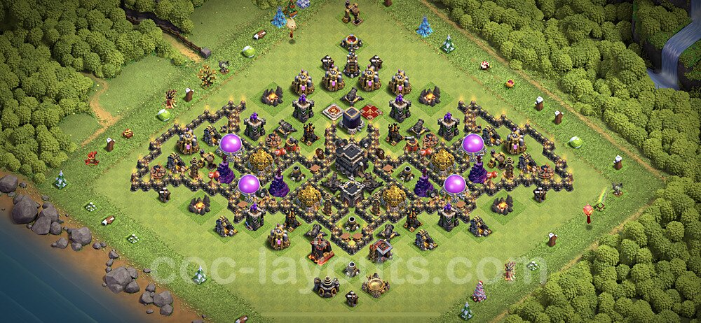 TH9 Funny Troll Base Plan with Link, Copy Town Hall 9 Art Design 2023, #5