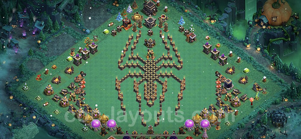 TH9 Funny Troll Base Plan with Link, Copy Town Hall 9 Art Design 2022, #7