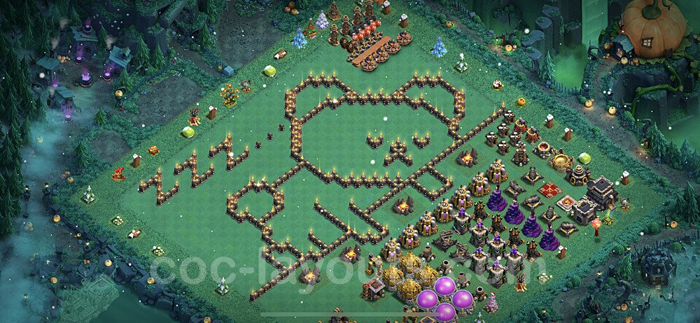 TH9 Funny Troll Base Plan with Link, Copy Town Hall 9 Art Design 2022, #8