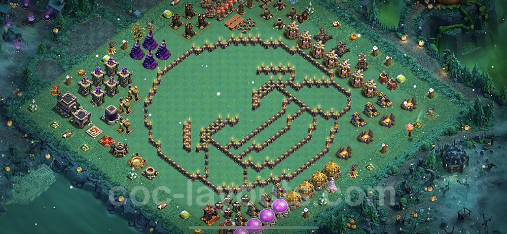 TH9 Funny Troll Base Plan with Link, Copy Town Hall 9 Art Design 2022, #9