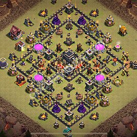 Diseño de aldea para Guerra Ayuntamiento 9 Copiar, Anti Aire / Dragón - COC TH9 Perfecta Distribucion 2025 + Enlace - #114