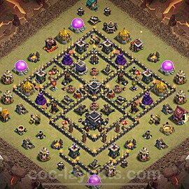 TH9 Anti 3 Stars CWL War Base Plan with Link, Anti Air / Dragon, Copy Town Hall 9 Design 2024, #116