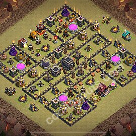 TH9 War Base Plan with Link, Anti Everything, Hybrid, Copy Town Hall 9 CWL Design 2025, #119