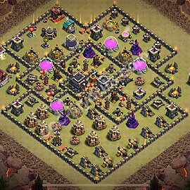 TH9 Anti 3 Stars CWL War Base Plan with Link, Hybrid, Copy Town Hall 9 Design 2025, #120