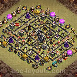TH9 Max Levels CWL War Base Plan with Link, Anti Everything, Copy Town Hall 9 Design 2024, #124