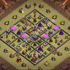 Ustawienie baza wojskowa TH9 z linkiem, Hybrydowy - Ratusz poziom 9 - COC 2025 - #127