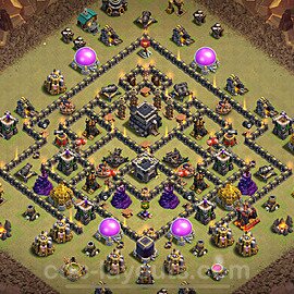 Diseño de aldea para Guerra Anti 2 Estrellas Ayuntamiento 9 Copiar - COC TH9 Perfecta Distribucion 2025 + Enlace - #128
