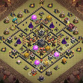 Diseño de aldea para Guerra Anti 3 Estrellas Ayuntamiento 9 Copiar, Anti Aire / Dragón - COC TH9 Perfecta Distribucion 2026 + Enlace - #130