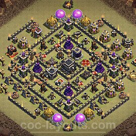 TH9 Max Levels CWL War Base Plan with Link, Anti Everything, Copy Town Hall 9 Design, #17