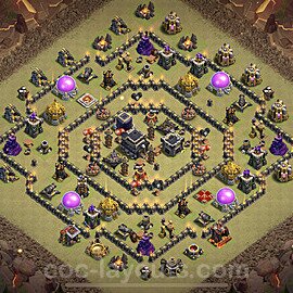 Diseño de aldea para Guerra Anti 3 Estrellas Ayuntamiento 9 Copiar, Híbrido - COC TH9 Perfecta Distribucion 2023 + Enlace - #36