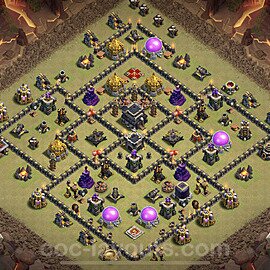 TH9 War Base Plan with Link, Anti 3 Stars, Hybrid, Copy Town Hall 9 CWL Design 2023, #39