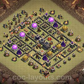 TH9 Max Levels CWL War Base Plan with Link, Anti Everything, Copy Town Hall 9 Design 2021, #77