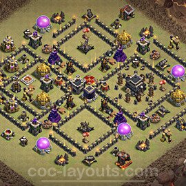 Diseño de aldea para Guerra Anti 3 Estrellas Ayuntamiento 9 Copiar, Anti Todo - COC TH9 Perfecta Distribucion 2023 + Enlace - #92