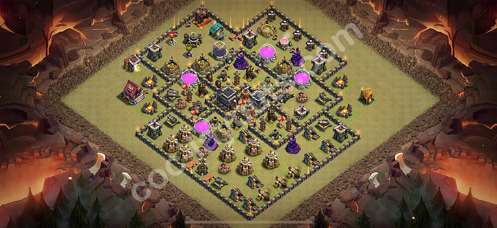 Die Anti 3 Sterne Clan War Base RH9 + Link, Hybrid 2025 - COC Rathaus Level 9 Kriegsbase (CK / CW) - #120