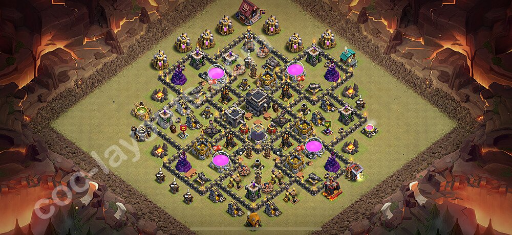 Municipio livello 9 Base di Guerra + Link, Anti Air / Dragon - Anti 2 Stelle Disposizione Villaggio COC 2025 TH9 - #121