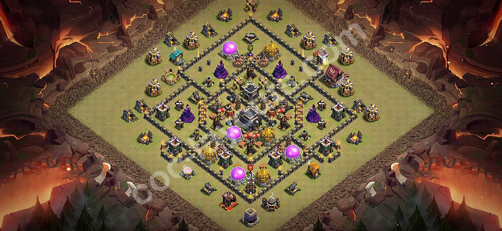 Diseño de aldea para Guerra Anti 3 Estrellas Ayuntamiento 9 Copiar, Anti Aire / Dragón - COC TH9 Perfecta Distribucion 2026 + Enlace - #130