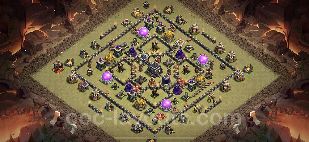 TH9 Max Levels CWL War Base Plan with Link, Hybrid, Anti Everything, Copy Town Hall 9 Design, #26