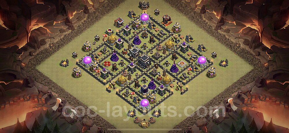 TH9 Max Levels CWL War Base Plan with Link, Hybrid, Anti Everything, Copy Town Hall 9 Design 2021, #51