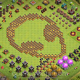 TH10 Funny Troll Base Plan with Link, Copy Town Hall 10 Art Design 2024, #35