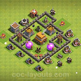 Base plan TH4 Max Levels with Link, Anti Everything for Farming 2024, #122