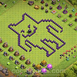 TH7 Funny Troll Base Plan with Link, Copy Town Hall 7 Art Design 2024, #21